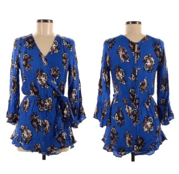 Anthropologie blue floral romper - Image 4