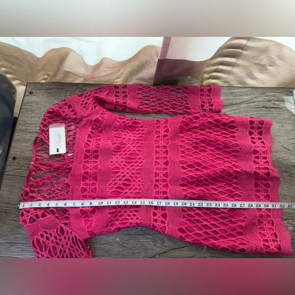 Anthropologie Endless Rose LONG SLEEVE CROCHET MINI‎ DRESS size large NWT - Image 7