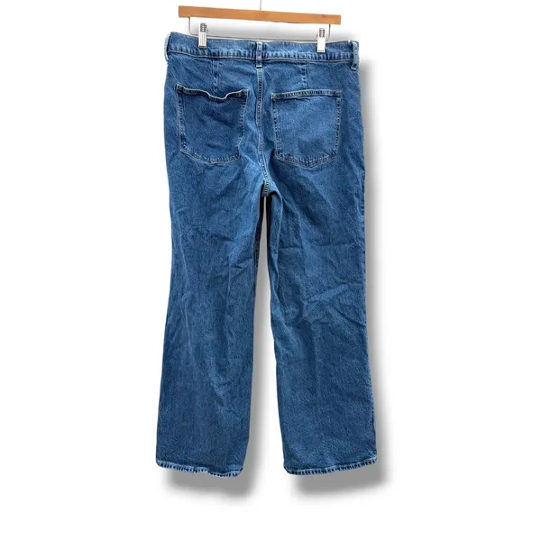 J.Crew Full Length Wide-Leg Jeans Womens 31 Blue‎ Patch Pocket High Rise Denim - Image 2