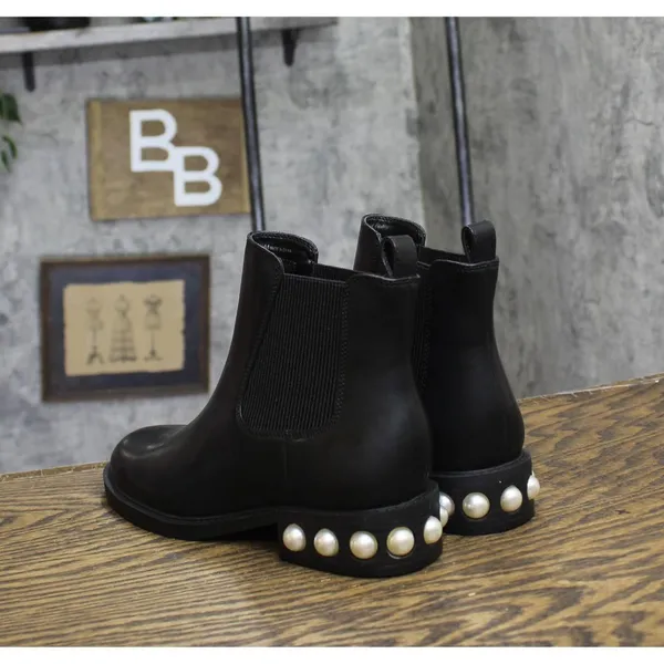 NWT On 34th Womens Jeovana Pearl Chelsea Booties 10019682400 Black Smooth 5.5M - Image 7