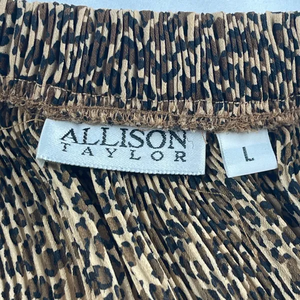 Allison Taylor Leopard Print Pleated Shear Maxi Skirt Brown Animal‎ Print Large - Image 4