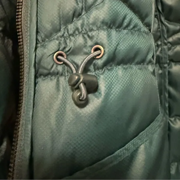 Athleta Puffer Jacket Teal Green Gorpcore Down‎ Filled Hooded Womens Small - Image 5