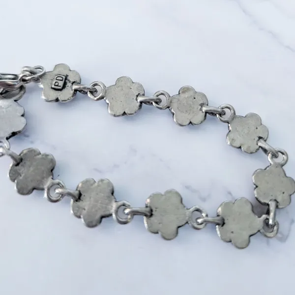 Vintage Premier Designs Clasp Bracelet Flowers with Iridescent Gems - Image 6