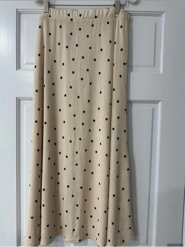 SINSAY Maxi Polka Dot Champagne Skirt With Sleet Size XL - Image 5