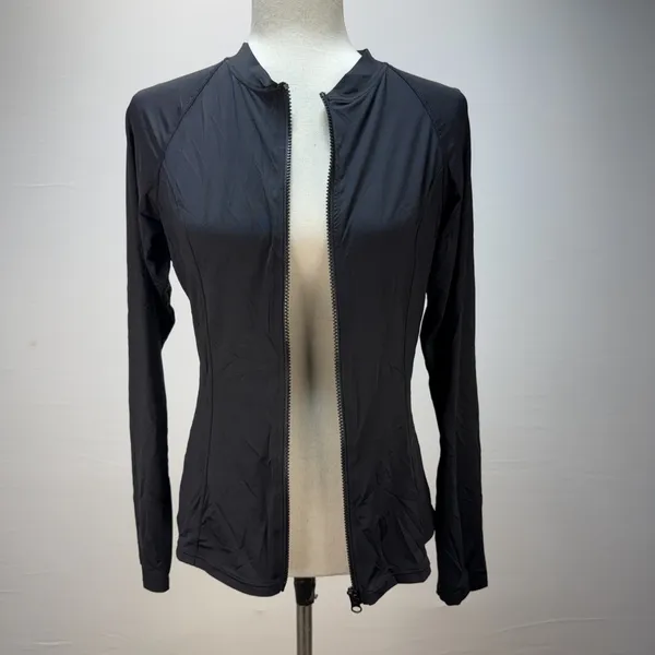 Niptuck Swim‎ Long Sleeve Full Zip Sun Safe Rashgurad Top Black Size 10 Jacket - Image 6