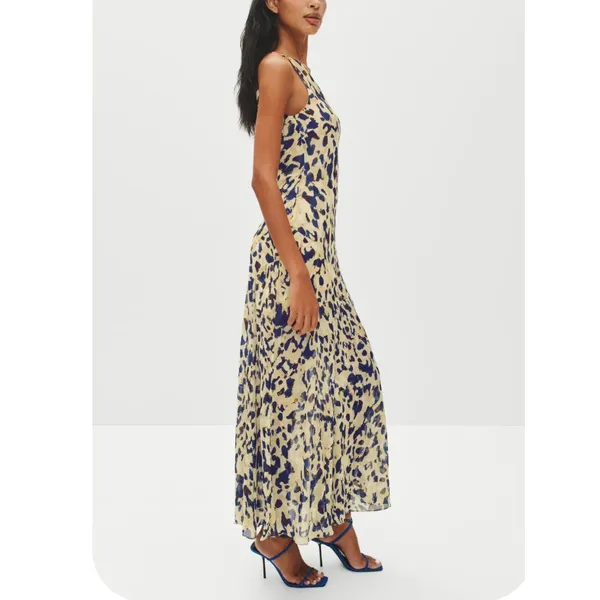 Shona Joy Leopard Chiffon Gown SIZE 4 One Shoulder Dress Formal Designer $480 - Image 3