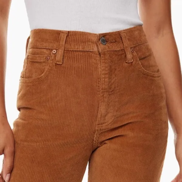 ARITZIA The Denim Forum Straight Corduroy High Waisted Tan Pants - Image 4