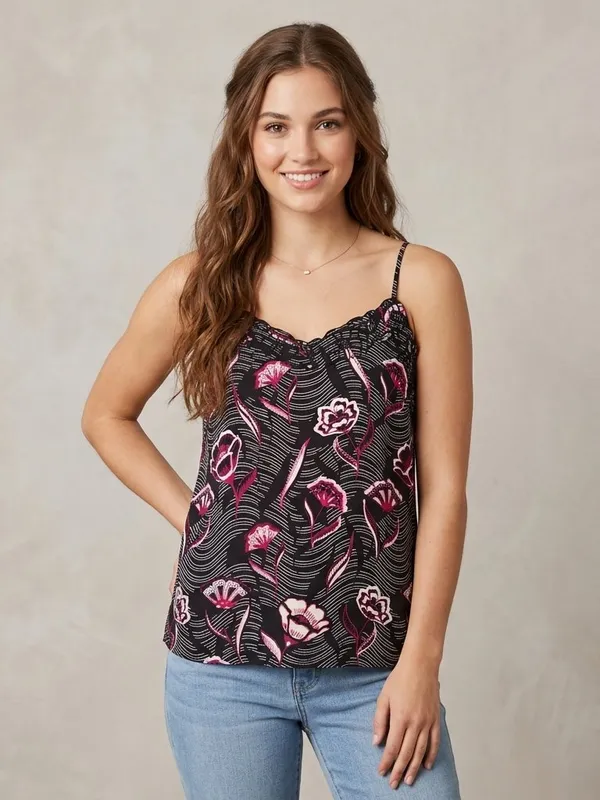 Daniel Rainn Anthropologie Floral Eyelet Cami Tank Top Black Pink Size Small S - Image 15