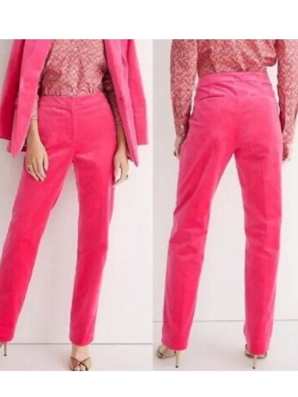 J. Crew Full Length Kate Straight Leg Holiday Pants In Stretch Velvet‎ Size 0 - Image 9