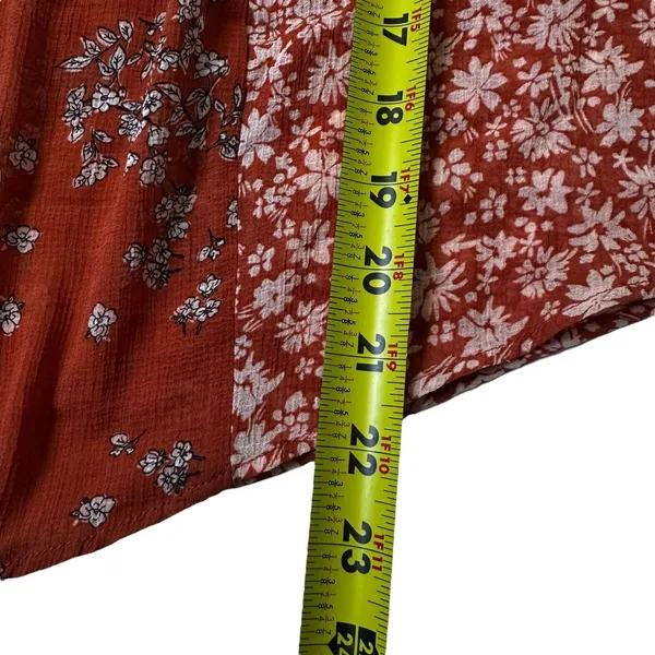 Free People Rust Floral Sheer Collared Blouse Women's Size Large | 74-33-3 - Image 7