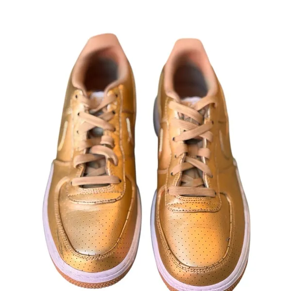 Nike Air Force 1 Low GS Metallic Gold Leather Sneakers 7Y Women's 8.5 Shoes GUC - Image 5