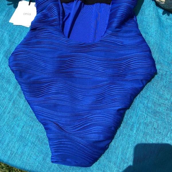 NEW Onia Gabriella Blue Wave Textured Swimsuit S - Image 6