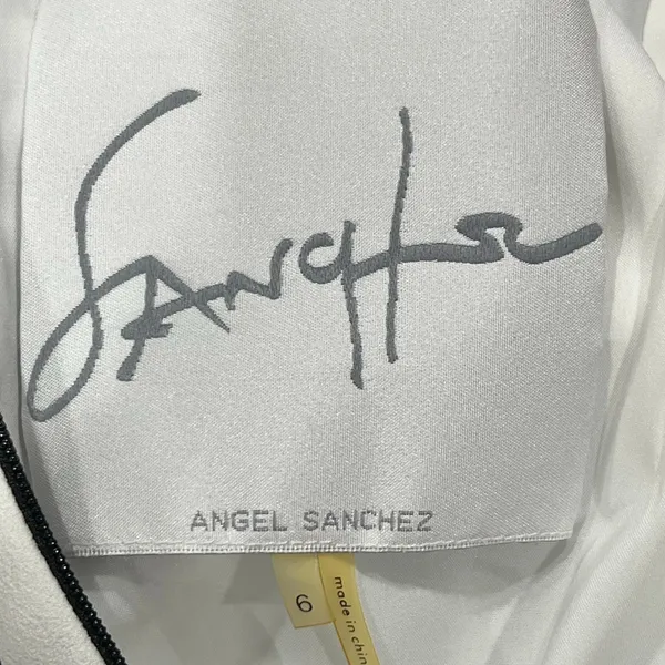 Angel Sanchez Sheath Dress 6‎ White Black Sequined Sheer Minimalist Renaissance - Image 12
