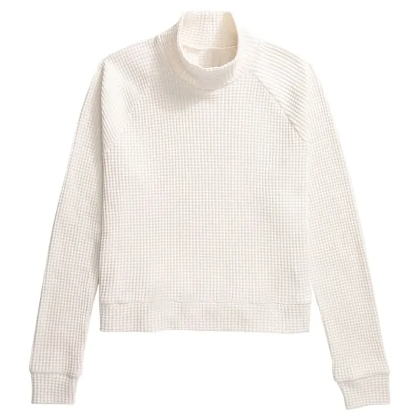 The North Face Mock Neck Chabot Waffle Knit Pullover Women's Small White Granola - Image 6