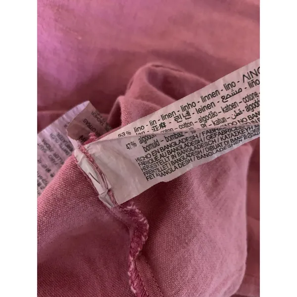 Zara M Pink Linen Blend Mini Dress Square Neck Braided Strap Coastal Y2K - Image 6