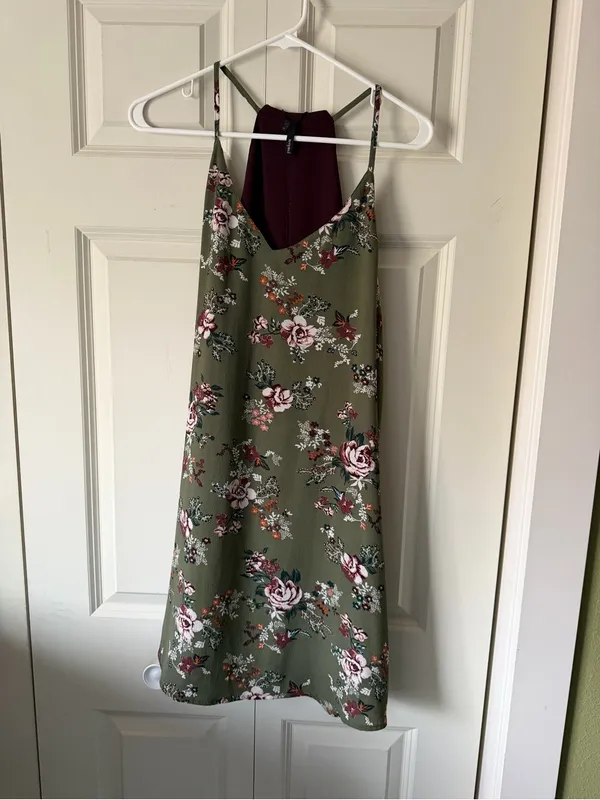 Tempted Burgundy Slip Dress with Olive Straps - Image 2