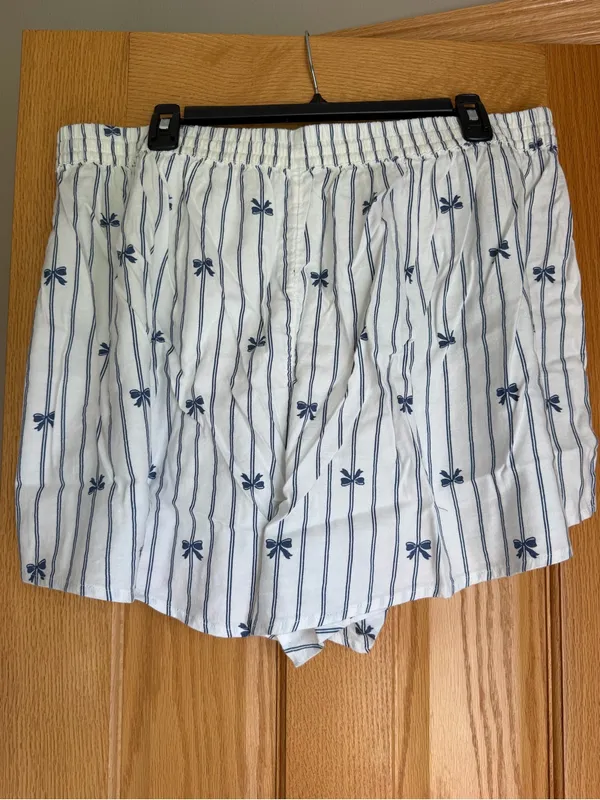 Aerie Flannel Girl Boxer Pajama Lounge Shorts Striped Bow Print NWT Size XXL - Image 5