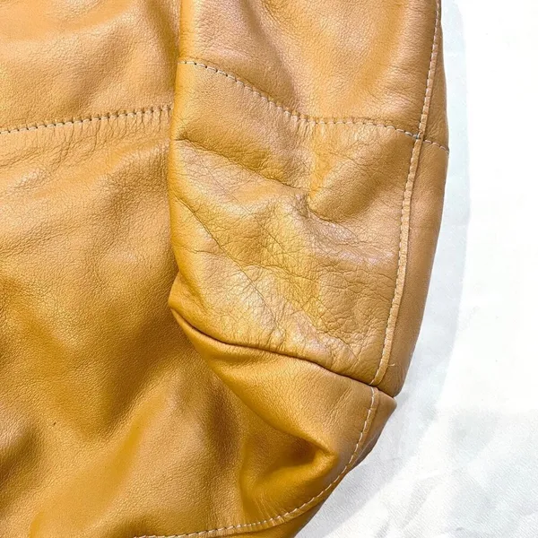 NewbarK Tan Leather Slouchy Oversized Tote Top Handle Bag Boho Luxe 90s Minimal - Image 5