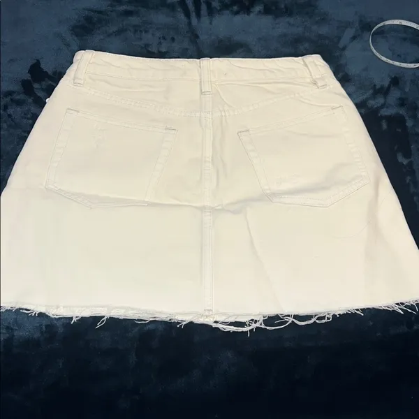 Free People White Denim Button Up Skirt Size 28 - Image 5