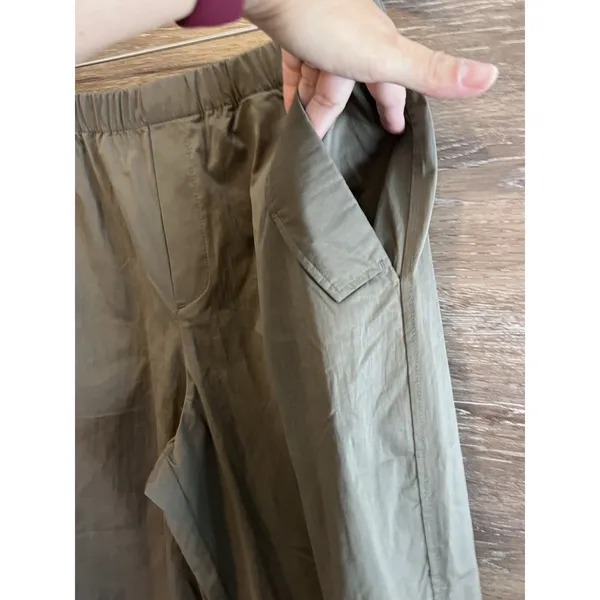 Zara Green Wide Leg Parachute Pants Women Small Balloon Cargo Style - Image 3