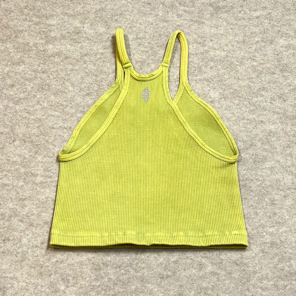 Free People Movement Happiness Runs Crop Top Lime Green Ribbed Seamless XS/S GUC - Image 3
