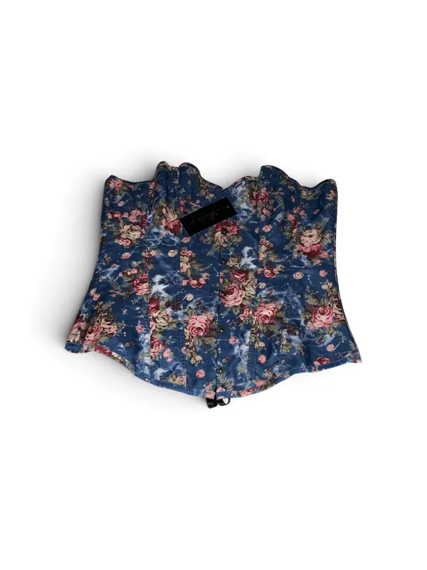 Beautiful Blue & Pink Floral corset L - Image 2