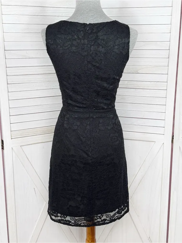 White House | Black Market Black Lace Sleeveless Sheath Dress Size 6 Party Cocktail Evening Gothic - Image 4
