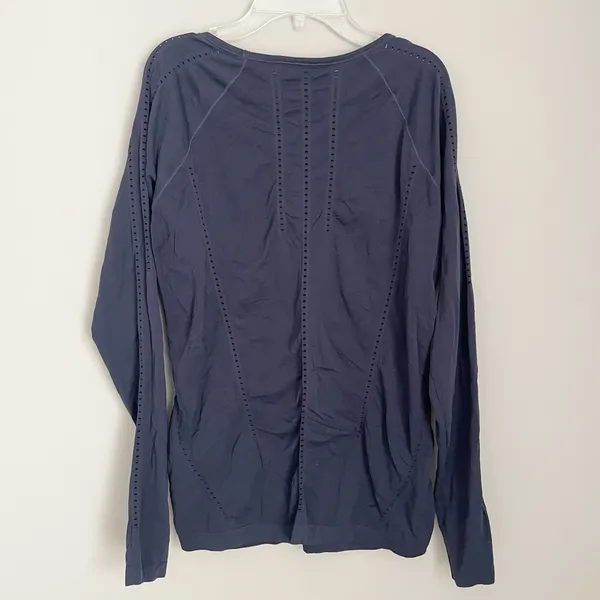 Athleta Size L Navy Blue Foothill Seamless Long Sleeve Shirt Athletic Workout - Image 4