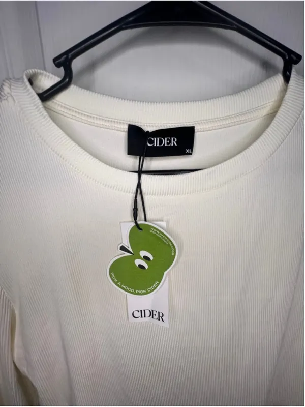 NWT Cider Cream Long Sleeve Ribbed Stretchy Bodysuit With Under Snaps - Image 2