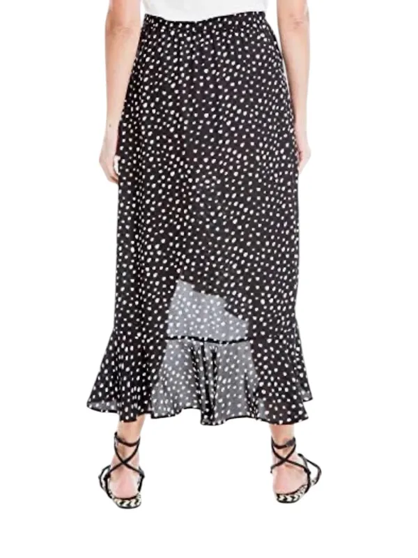 Max Studio Black and White Polka Dot High-Low Ruffle Skirt - Image 3