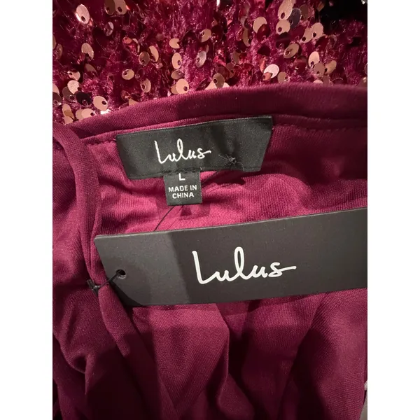 Lulus Perfect Sparkle Mauve Sequin Lace Up Mini Dress Large Cocktail Party Glam - Image 8
