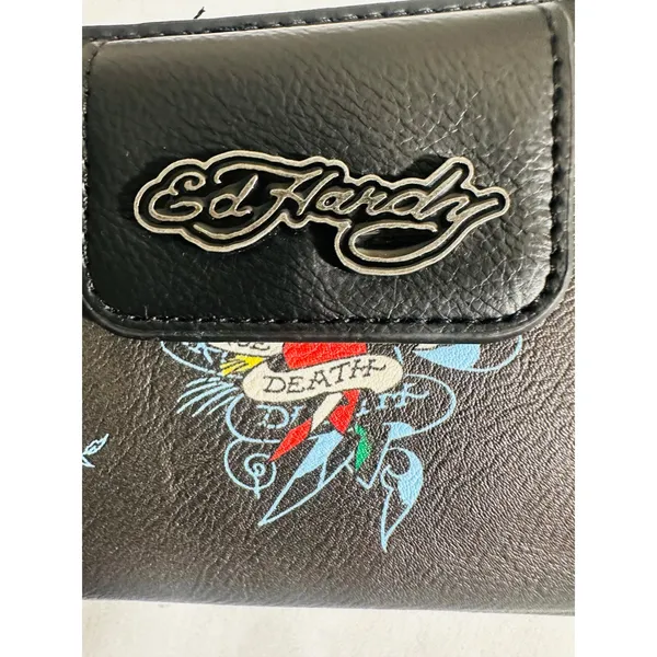Ed Hardy NWT Y2K Tattoo Rose Crossbody Wallet Purse Wristlet Convertible 3-In-1 - Image 6