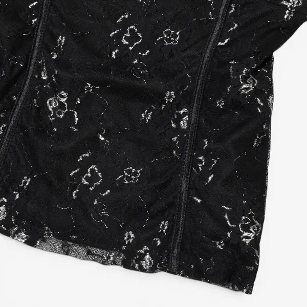 CANDIE’S Vintage Y2K Black Goth Grunge Floral Lace Corset Top - Image 3