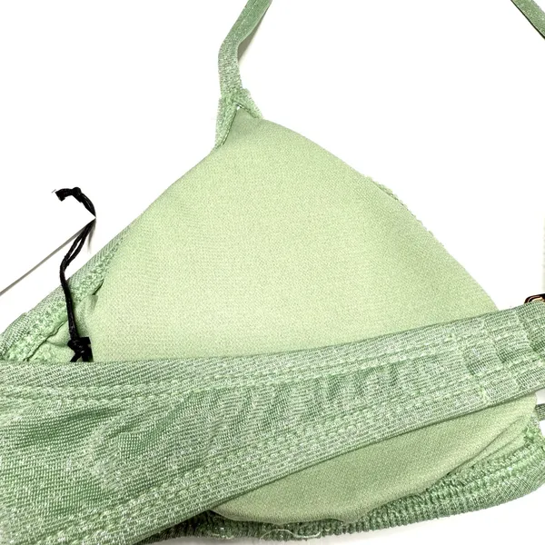 Shade & Shore Metallic Triangle Halter Bikini Top Size Large Green Y2K Rave Sexy - Image 7