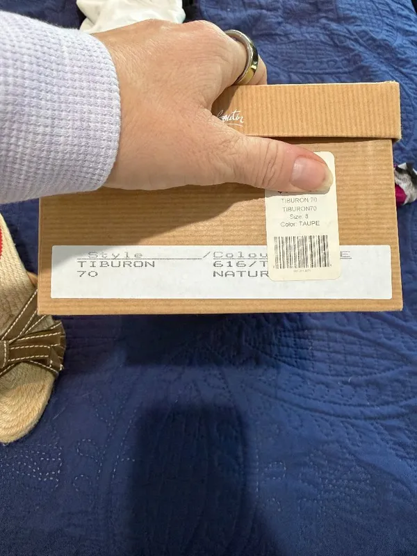 Christian Louboutin Tiburon Natural Strappy Wedge Heels Sandals Size 8 - Image 11