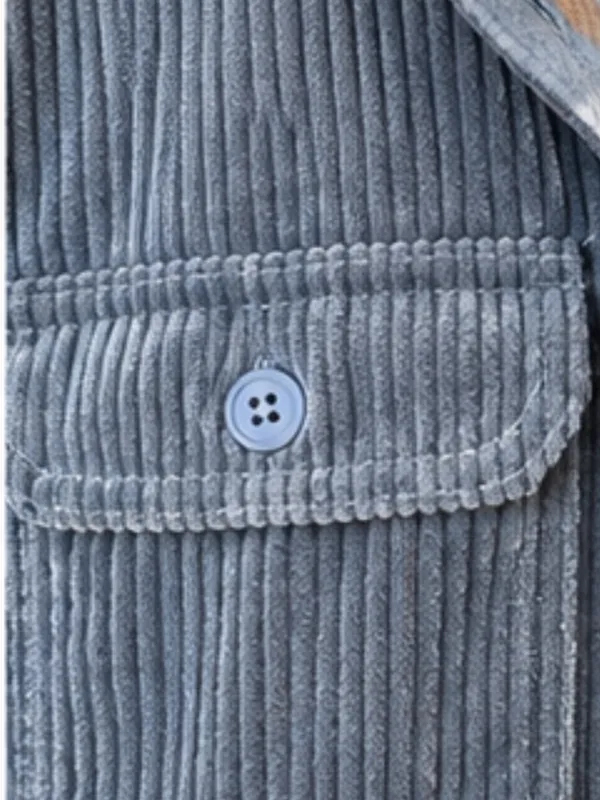 Love Tree Reversible Slate Blue Corduroy Plaid Fleece Shacket Jacket Women’s XL - Image 3