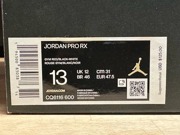 Jordan Pro RX Gym Red/Black/White Men’s Size 13 – CQ6116-600 – With Box - Image 2