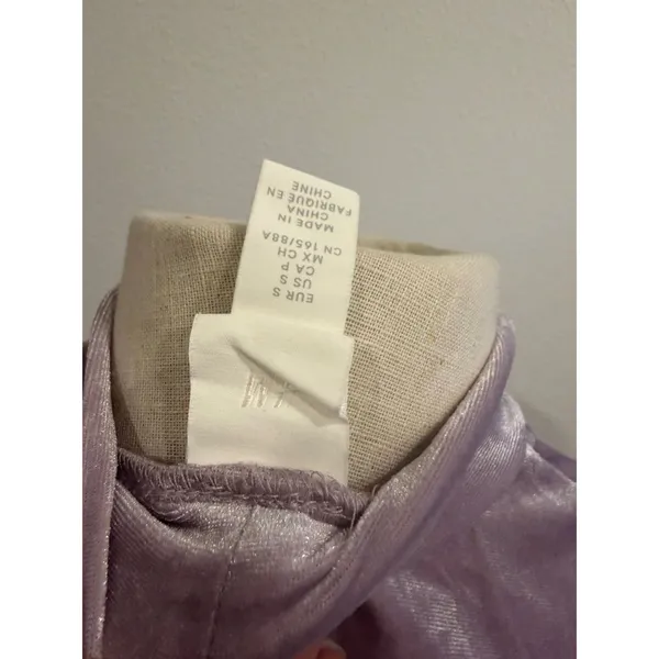 HM Lavender Velvet Mock Neck Long Sleeve Bodycon Dress Purple Shimmer Small - Image 5