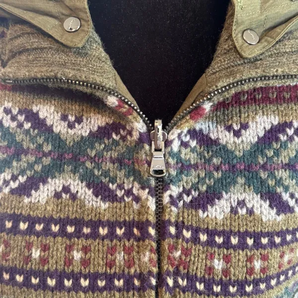 Lauren Ralph Lauren M Fair Isle Sweater Vest Hooded Full Zip Cabin Boho Gorpcore - Image 5