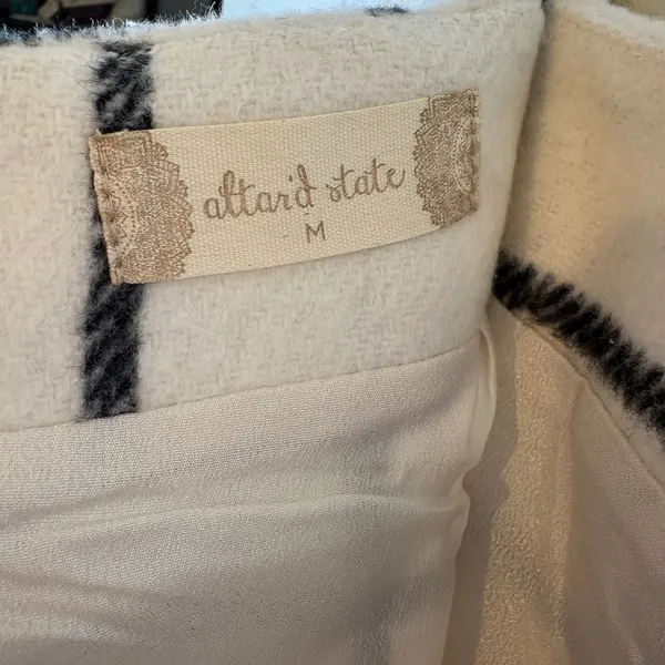 Altar'd State Mini Skirt Size Medium Plaid Checkered White‎ Black Career - Image 4