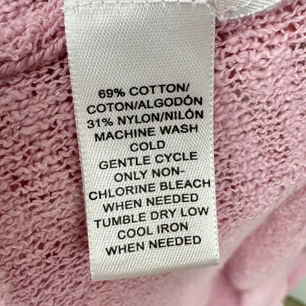 Loft Pink Textured Slub Knit Long Sleeve Crew Neck Sweater XS Pastel Casual - Image 7
