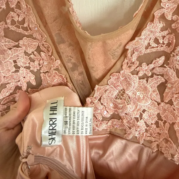 Sherri Hill NEW 53605 Blush Pink Lace Empire Waist Prom Wedding Gown - Image 9