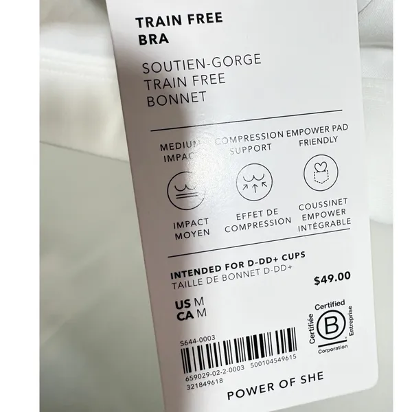 Athleta Train Free Sports Bra White D-DD M Medium Impact Strappy Racerback NWT - Image 5