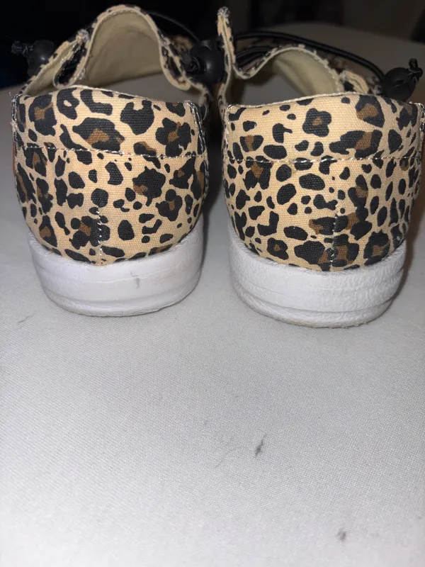 Corky Leopard Print Slip-Ons in Tan and Black Kayak style Size 7 - Image 3