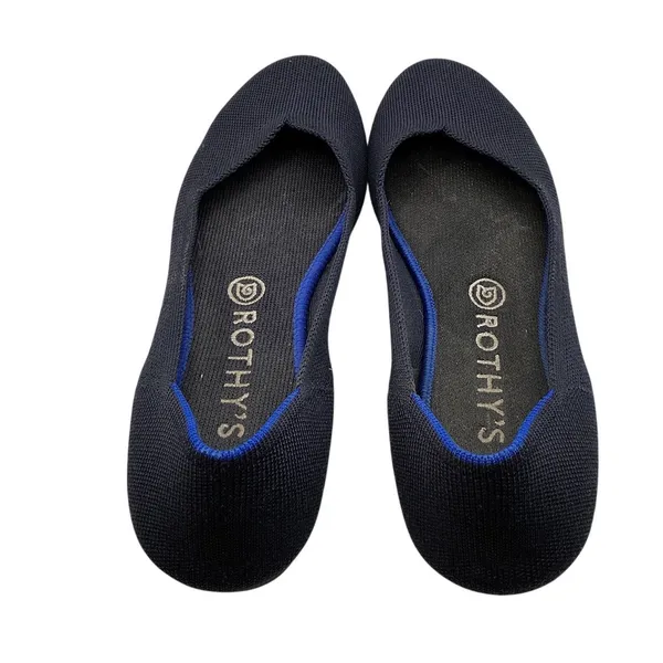 Rothy's The Ballet Flat Navy Indigo Blue‎ Trim Almond Toe Knit Shoes Womens 9 - Image 8