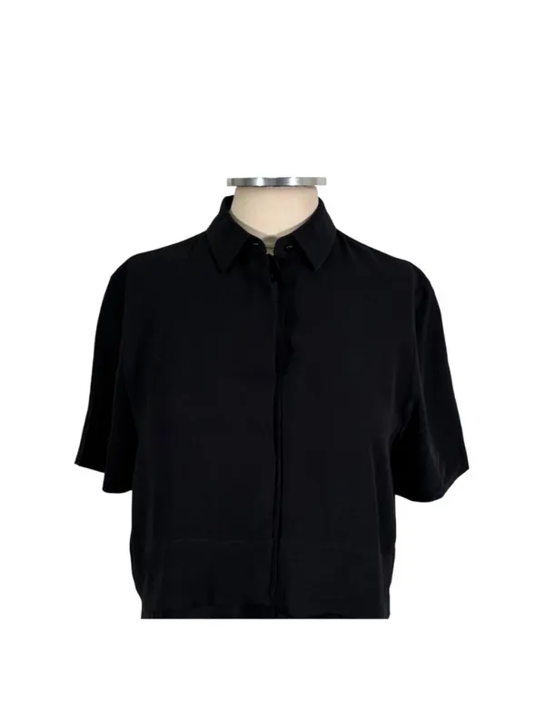 T by Alexander Wang Silk Short Sleeve Top Black Size XS - Image 3