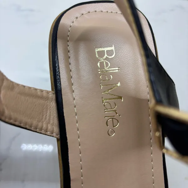 Bella Marie Black Square Toe Block Heel Sandals Size 9 NWOT Minimalist Sleek - Image 7