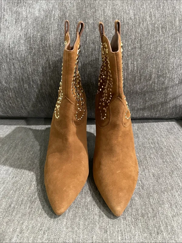 Michael Kors Reena Studded Caramel Ankle Boots Size 8 - Image 4