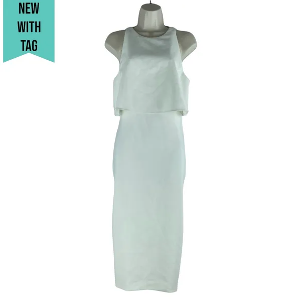 Likely Shayna Ruffle Overlay Cocktail Dress Knee Length White Size 10 - Image 4