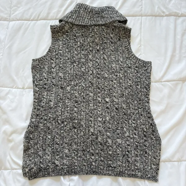 Artisan NY Sweater Womens Medium Gray Turtleneck Sleeveless Vest 100%‎ Cotton - Image 8